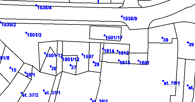 Parcela st. 98/3 v KÚ Křelovice u Pelhřimova, Katastrální mapa