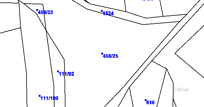 Parcela st. 458/25 v KÚ Křelovice u Pelhřimova, Katastrální mapa