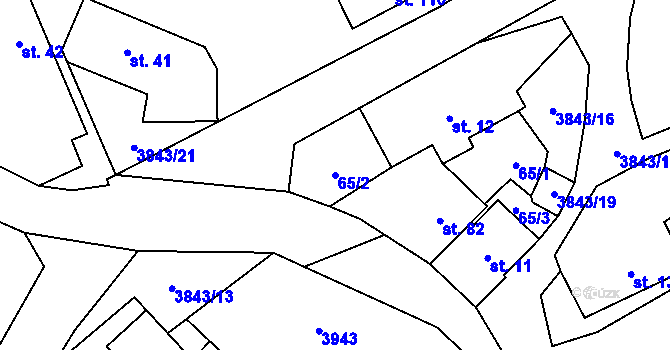Parcela st. 65/2 v KÚ Křelovice u Pernarce, Katastrální mapa