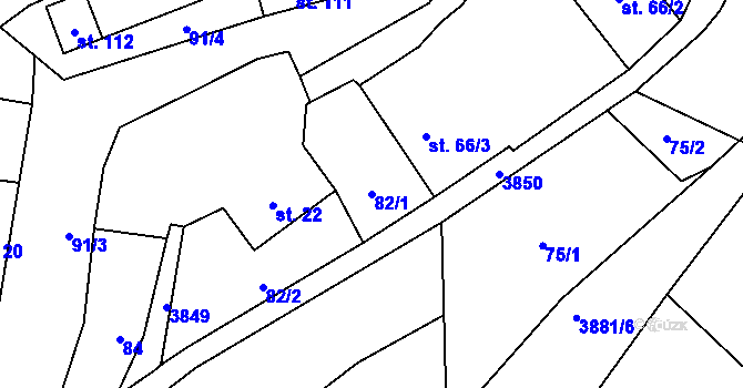 Parcela st. 82/1 v KÚ Křelovice u Pernarce, Katastrální mapa