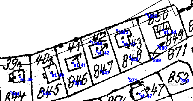 Parcela st. 42 v KÚ Mydlovary, Katastrální mapa