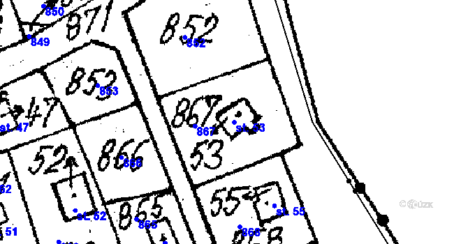 Parcela st. 53 v KÚ Mydlovary, Katastrální mapa