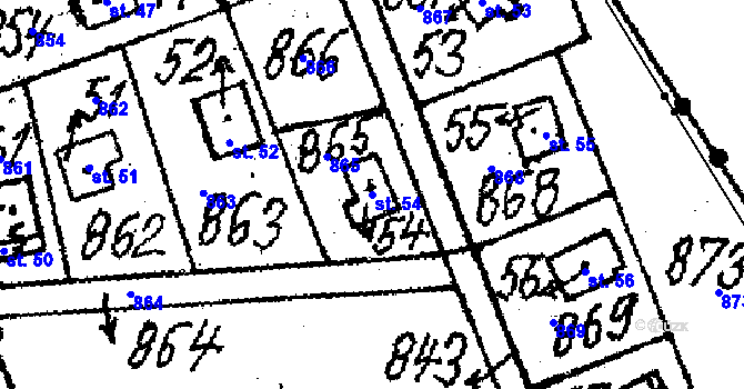 Parcela st. 54 v KÚ Mydlovary, Katastrální mapa
