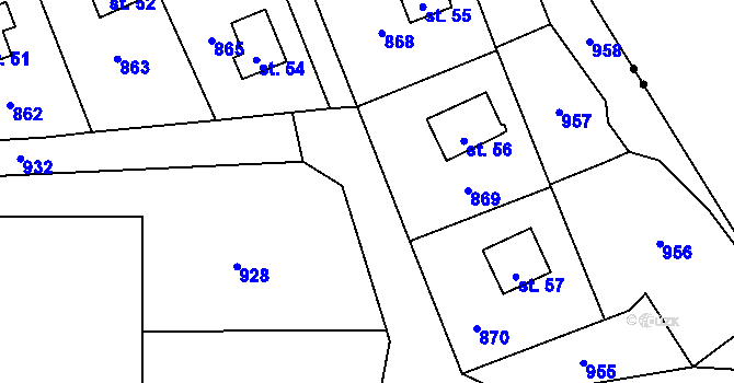 Parcela st. 591/36 v KÚ Rozněvice, Katastrální mapa