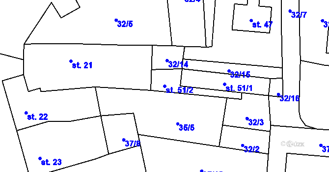 Parcela st. 51/2 v KÚ Skupeč, Katastrální mapa