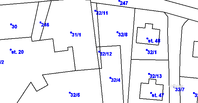 Parcela st. 32/12 v KÚ Skupeč, Katastrální mapa