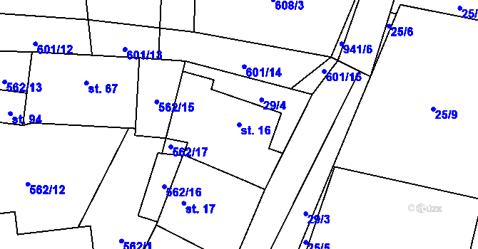 Parcela st. 16 v KÚ Křemačov, Katastrální mapa