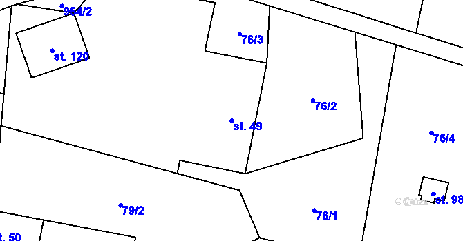 Parcela st. 49 v KÚ Křemačov, Katastrální mapa