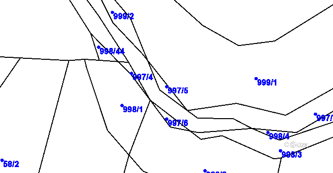 Parcela st. 997/5 v KÚ Křemačov, Katastrální mapa