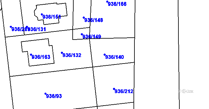 Parcela st. 936/140 v KÚ Křemže, Katastrální mapa