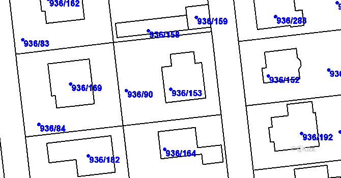 Parcela st. 936/153 v KÚ Křemže, Katastrální mapa