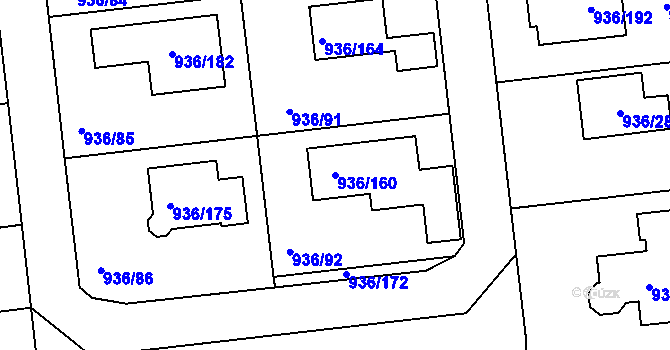 Parcela st. 936/160 v KÚ Křemže, Katastrální mapa