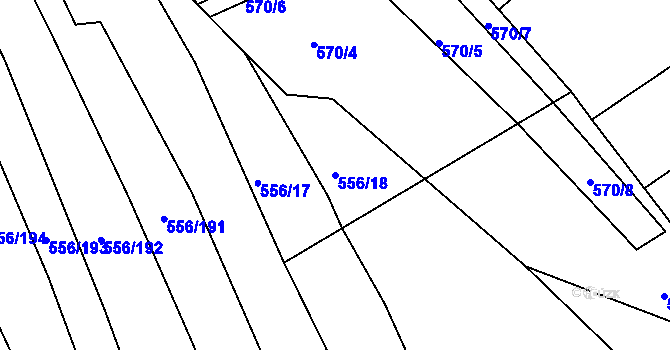 Parcela st. 556/18 v KÚ Křemže, Katastrální mapa