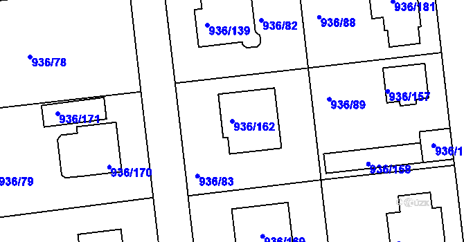 Parcela st. 936/162 v KÚ Křemže, Katastrální mapa