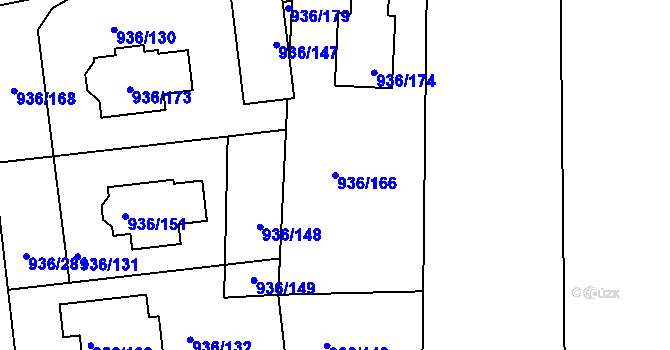 Parcela st. 936/166 v KÚ Křemže, Katastrální mapa