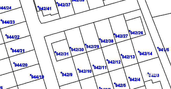Parcela st. 942/29 v KÚ Křemže, Katastrální mapa