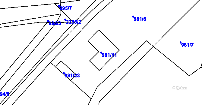 Parcela st. 981/11 v KÚ Křemže, Katastrální mapa