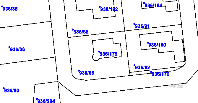 Parcela st. 936/175 v KÚ Křemže, Katastrální mapa