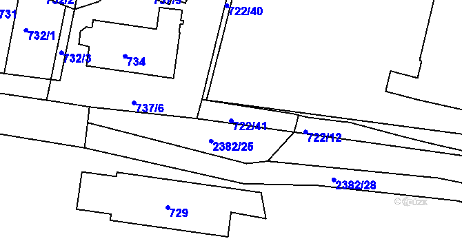 Parcela st. 722/41 v KÚ Křemže, Katastrální mapa