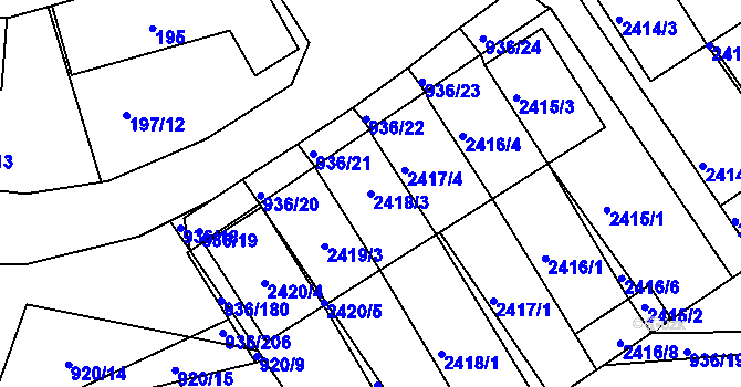 Parcela st. 2418/3 v KÚ Křemže, Katastrální mapa