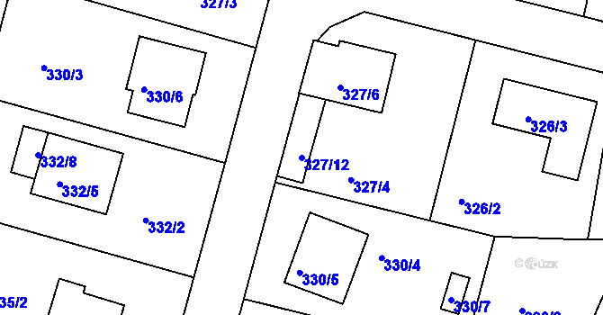 Parcela st. 327/12 v KÚ Křemže, Katastrální mapa