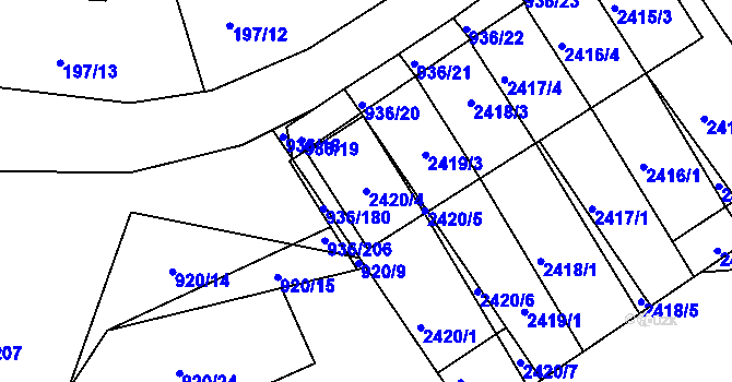 Parcela st. 2420/4 v KÚ Křemže, Katastrální mapa
