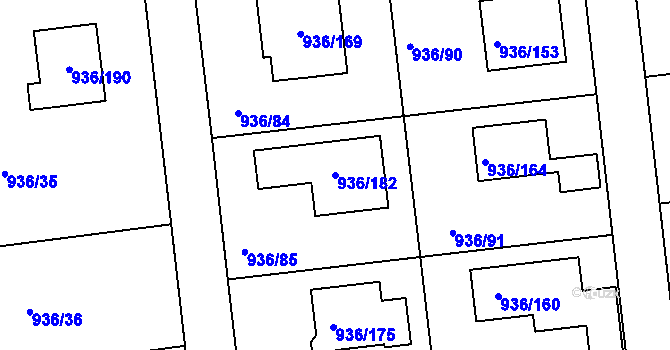 Parcela st. 936/182 v KÚ Křemže, Katastrální mapa