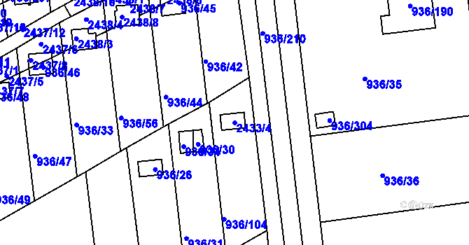 Parcela st. 2433/4 v KÚ Křemže, Katastrální mapa