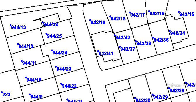 Parcela st. 942/41 v KÚ Křemže, Katastrální mapa