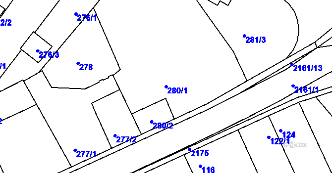 Parcela st. 280/1 v KÚ Křemže, Katastrální mapa