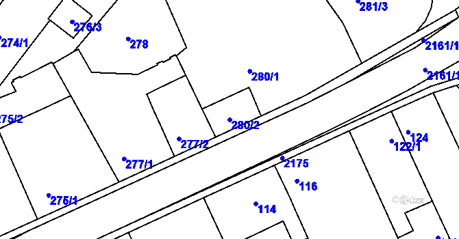 Parcela st. 280/2 v KÚ Křemže, Katastrální mapa