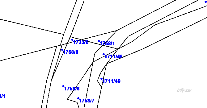 Parcela st. 1711/48 v KÚ Křemže, Katastrální mapa