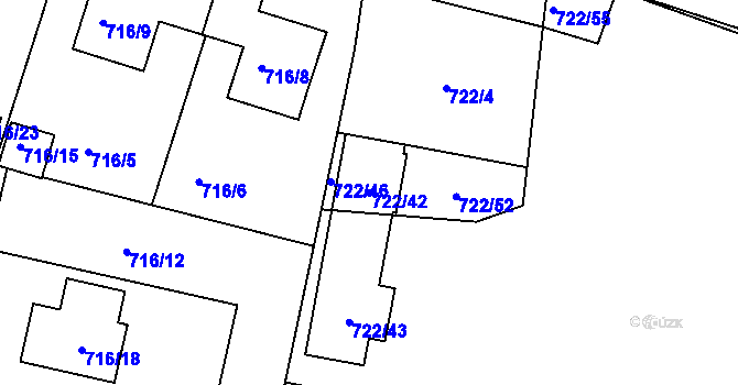 Parcela st. 722/42 v KÚ Křemže, Katastrální mapa