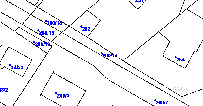 Parcela st. 260/17 v KÚ Křemže, Katastrální mapa