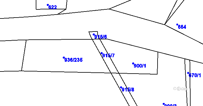 Parcela st. 915/7 v KÚ Křemže, Katastrální mapa