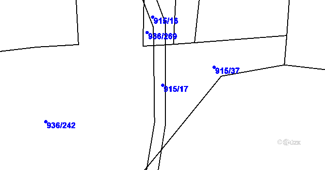 Parcela st. 915/17 v KÚ Křemže, Katastrální mapa