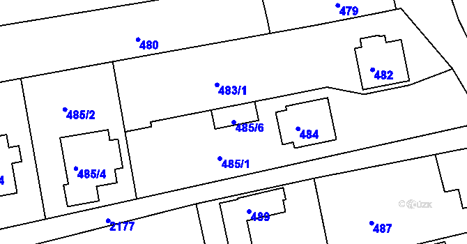 Parcela st. 485/6 v KÚ Křemže, Katastrální mapa