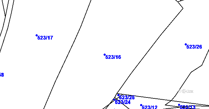 Parcela st. 523/16 v KÚ Křemže, Katastrální mapa