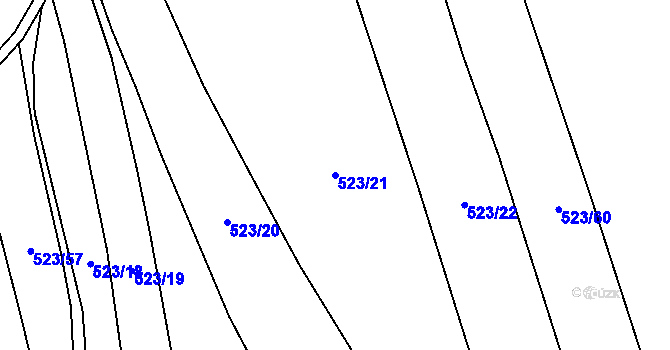 Parcela st. 523/21 v KÚ Křemže, Katastrální mapa