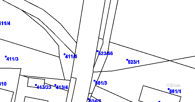 Parcela st. 523/56 v KÚ Křemže, Katastrální mapa