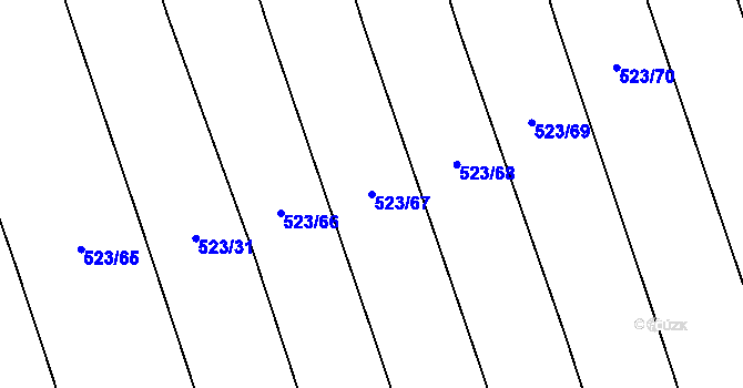 Parcela st. 523/67 v KÚ Křemže, Katastrální mapa