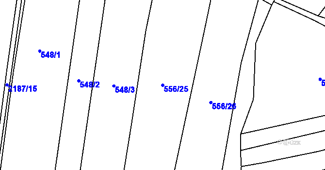 Parcela st. 556/25 v KÚ Křemže, Katastrální mapa