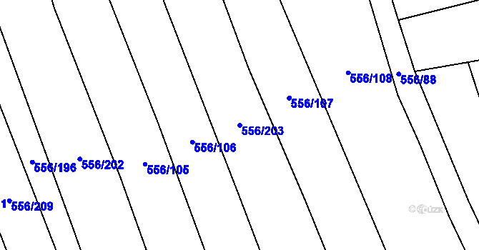 Parcela st. 556/203 v KÚ Křemže, Katastrální mapa