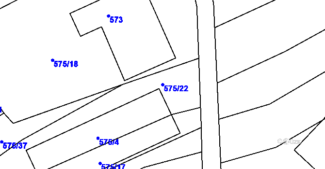 Parcela st. 575/22 v KÚ Křemže, Katastrální mapa