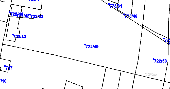 Parcela st. 722/49 v KÚ Křemže, Katastrální mapa