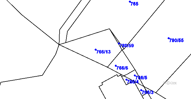 Parcela st. 766/13 v KÚ Křemže, Katastrální mapa