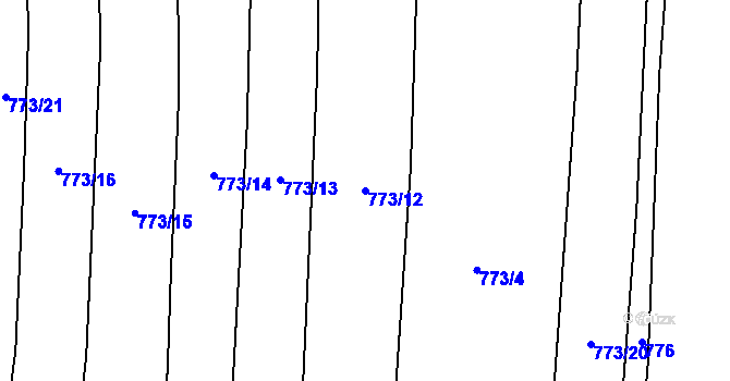 Parcela st. 773/12 v KÚ Křemže, Katastrální mapa