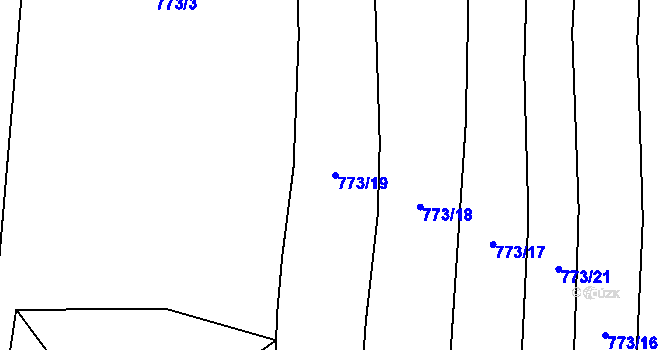 Parcela st. 773/19 v KÚ Křemže, Katastrální mapa