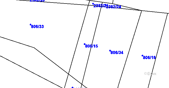 Parcela st. 806/15 v KÚ Křemže, Katastrální mapa