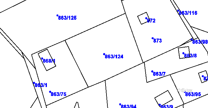 Parcela st. 863/124 v KÚ Křemže, Katastrální mapa
